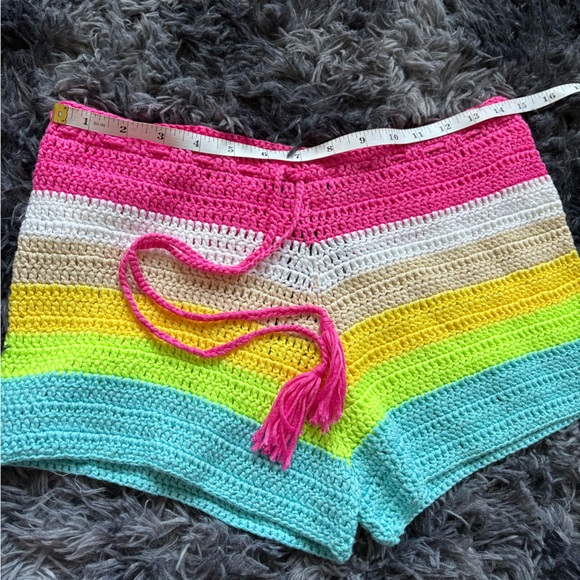 Crochet Rainbow Shorts with Adjustable Drawstring Waist- Size Medium (NWT) - Picture 2 of 7